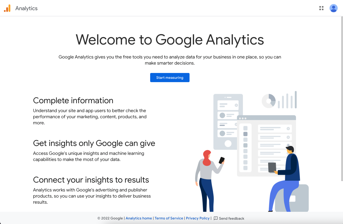 Google Analytics Home page